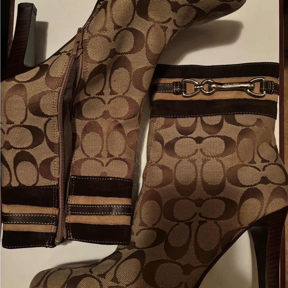 SOLD!!!! Coach Brown Monogram Ankle Boots